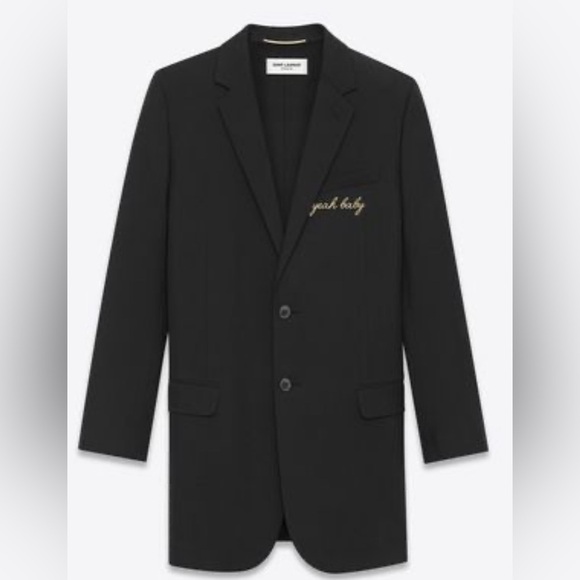 Saint Laurent Yeh Baby Embroidered Twill Virgin Wool Blazer - Picture 1 of 7